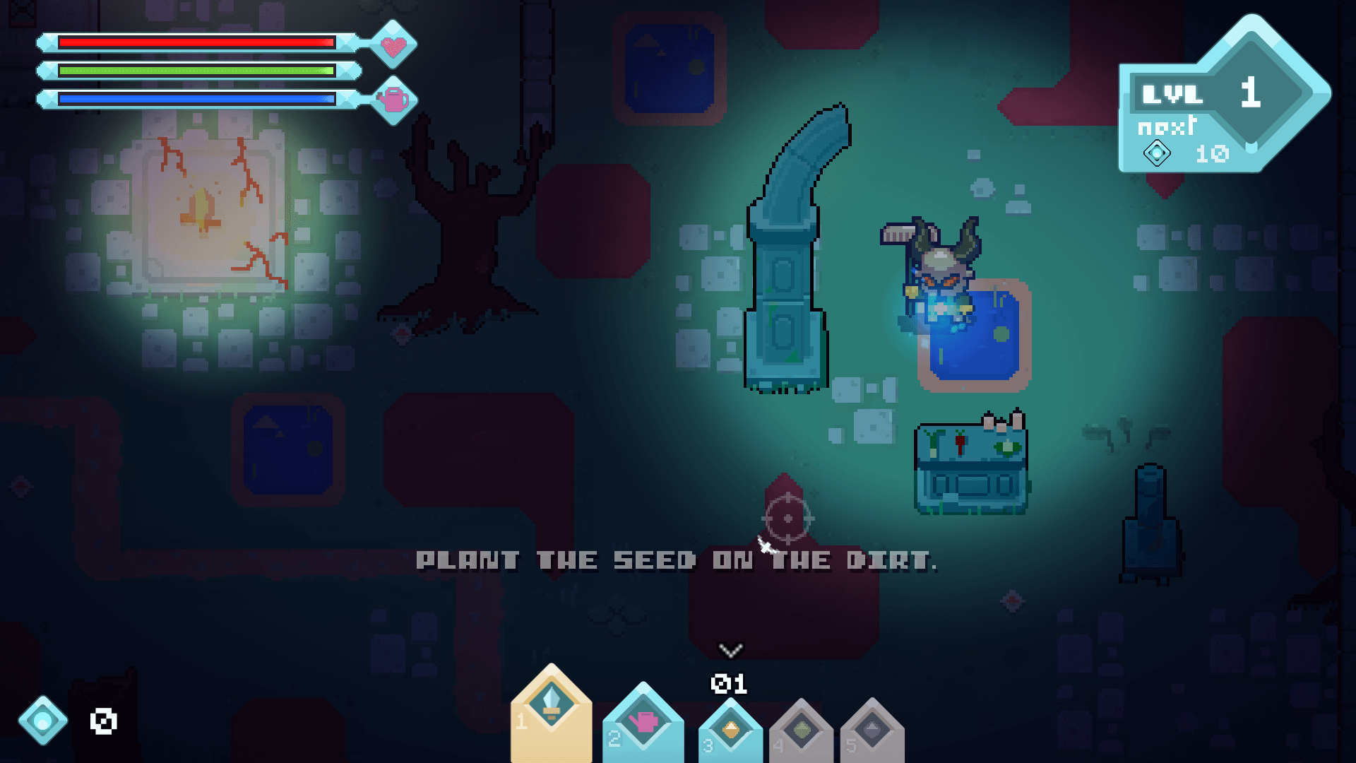 Dark Soil gameplay showing plant warriors fighting undead enemies