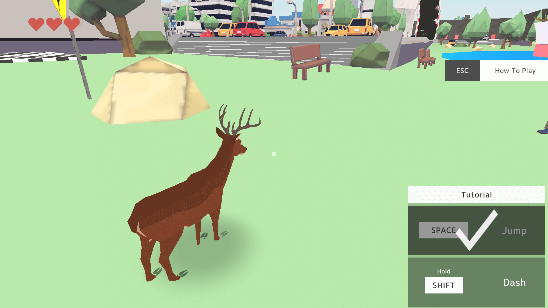 Deer standing in a lush green forest in Deer Adventure game2