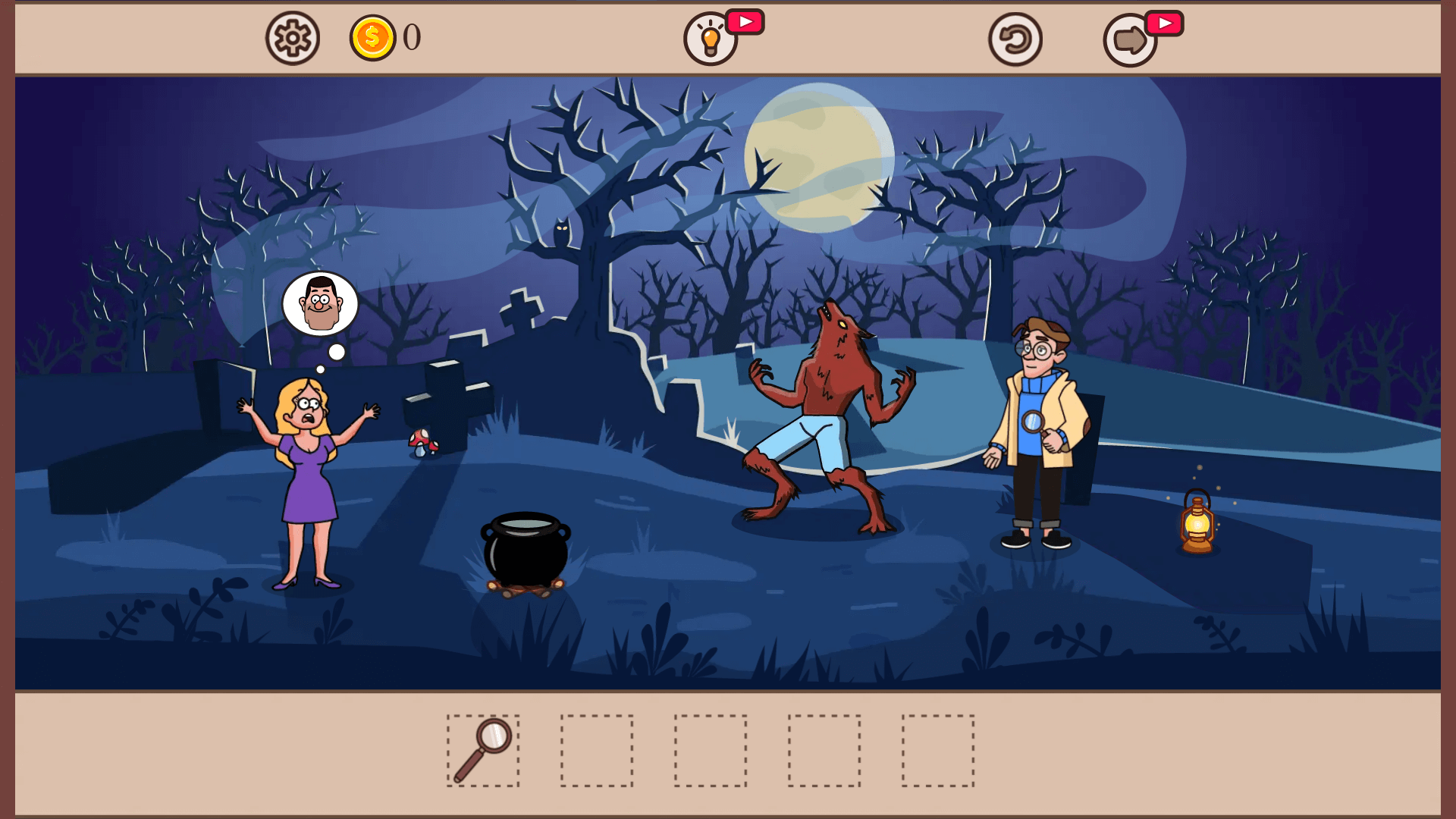 Detective Dan gameplay – investigating a crime scene with hidden clues