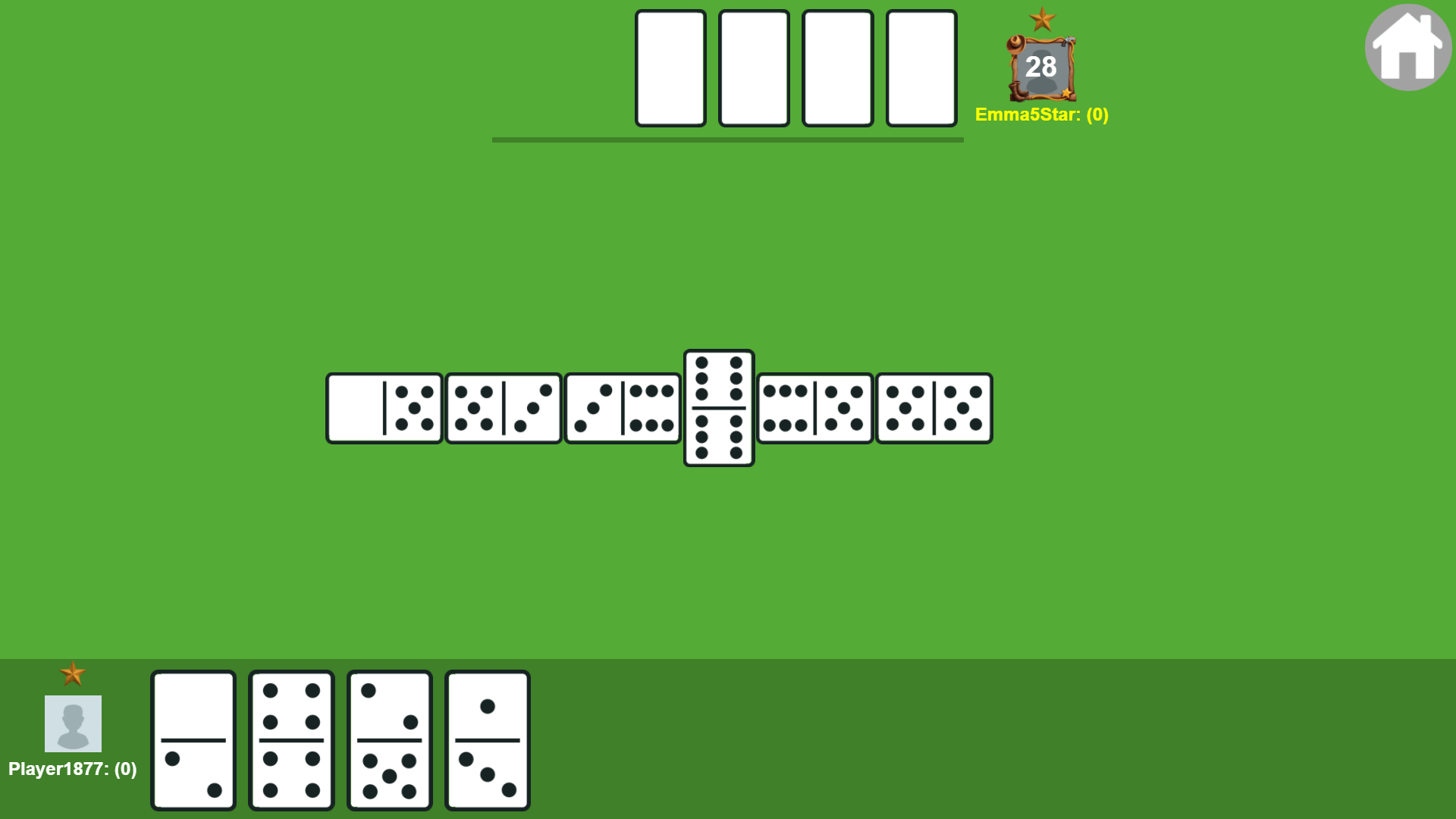 Domino game board with players matching tiles in a 4-player match4