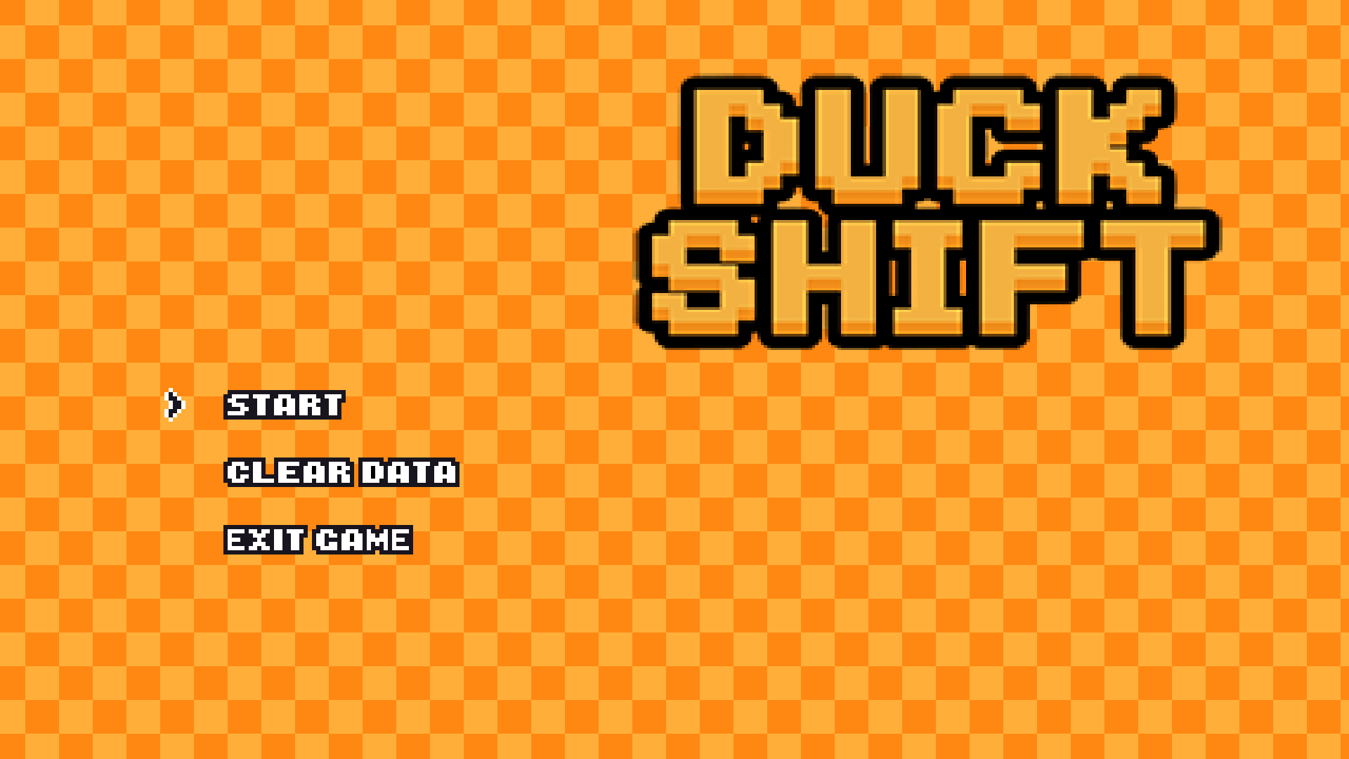 Duck Shift retro platform puzzle game with pixel art duck collecting a key to unlock the exit door4