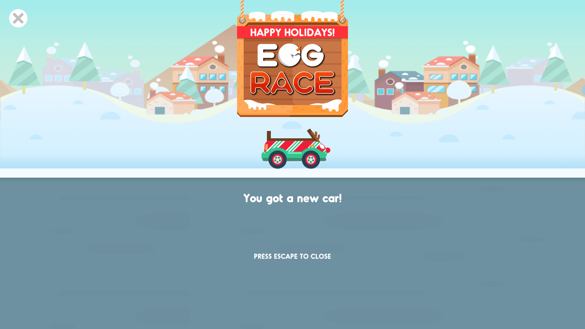 Egg Race car driving carefully with an egg on top through snowy mountain roads and icy ramps4