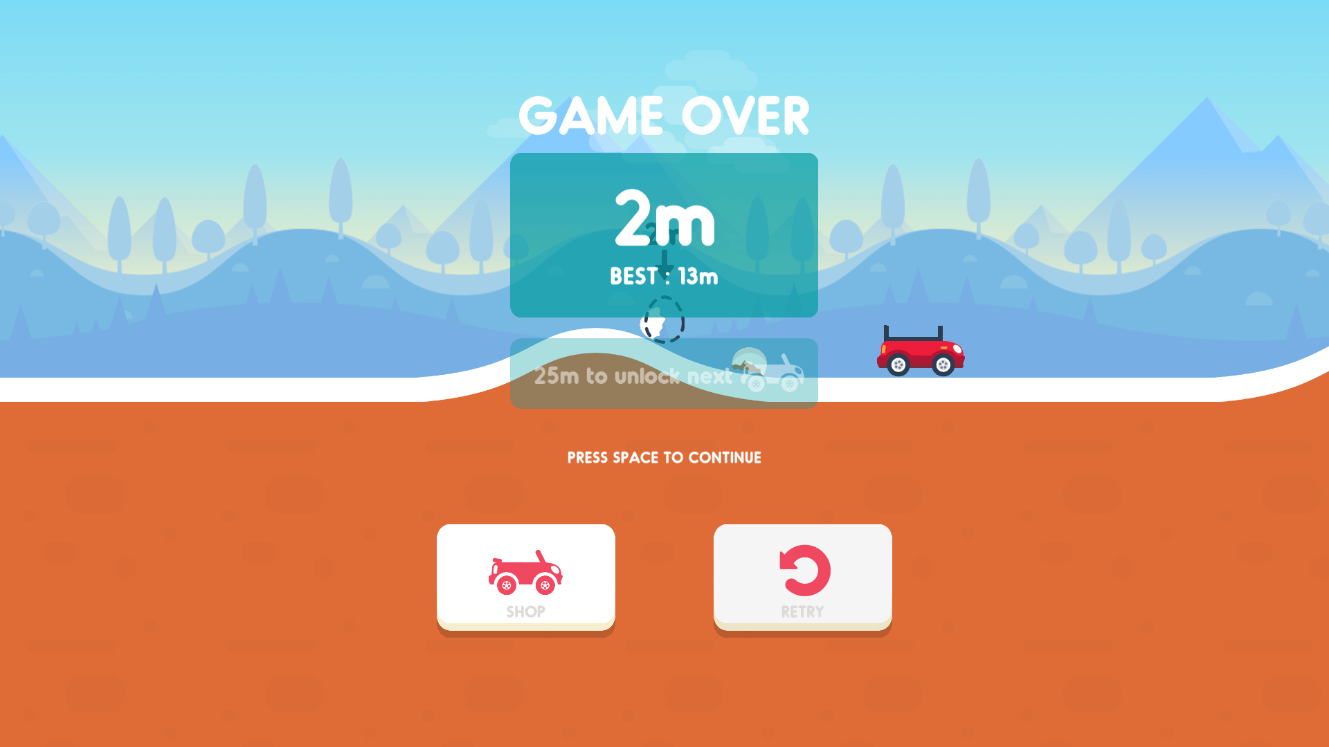 Egg Race car driving carefully with an egg on top through snowy mountain roads and icy ramps1