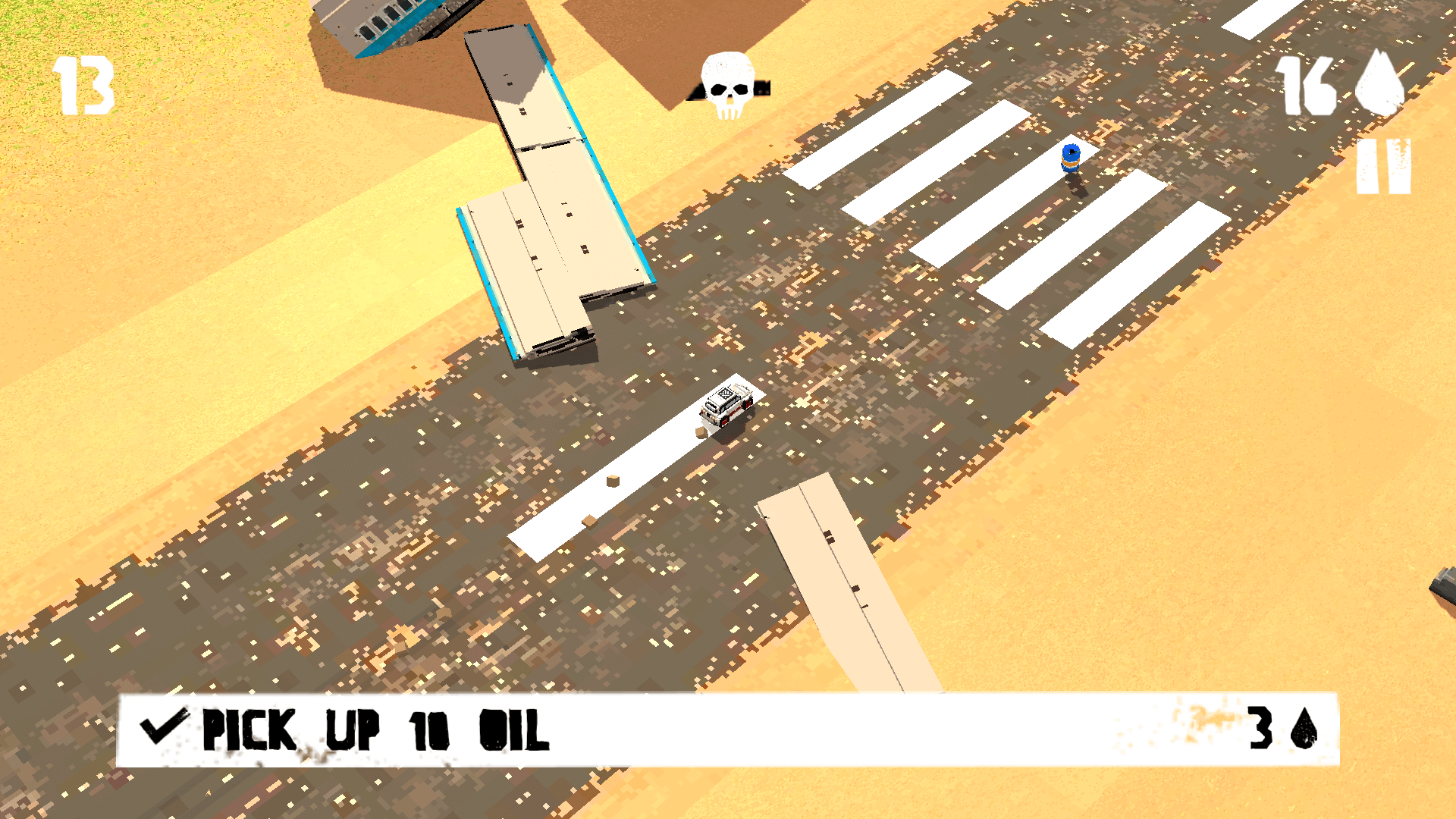 Fury Chase 2 gameplay screenshot – high-speed post-apocalyptic car chase with enemies and obstacles1