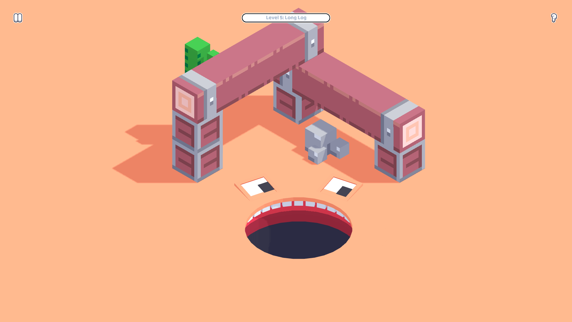 Gobble game screenshot – hungry mouth eating objects in the ground