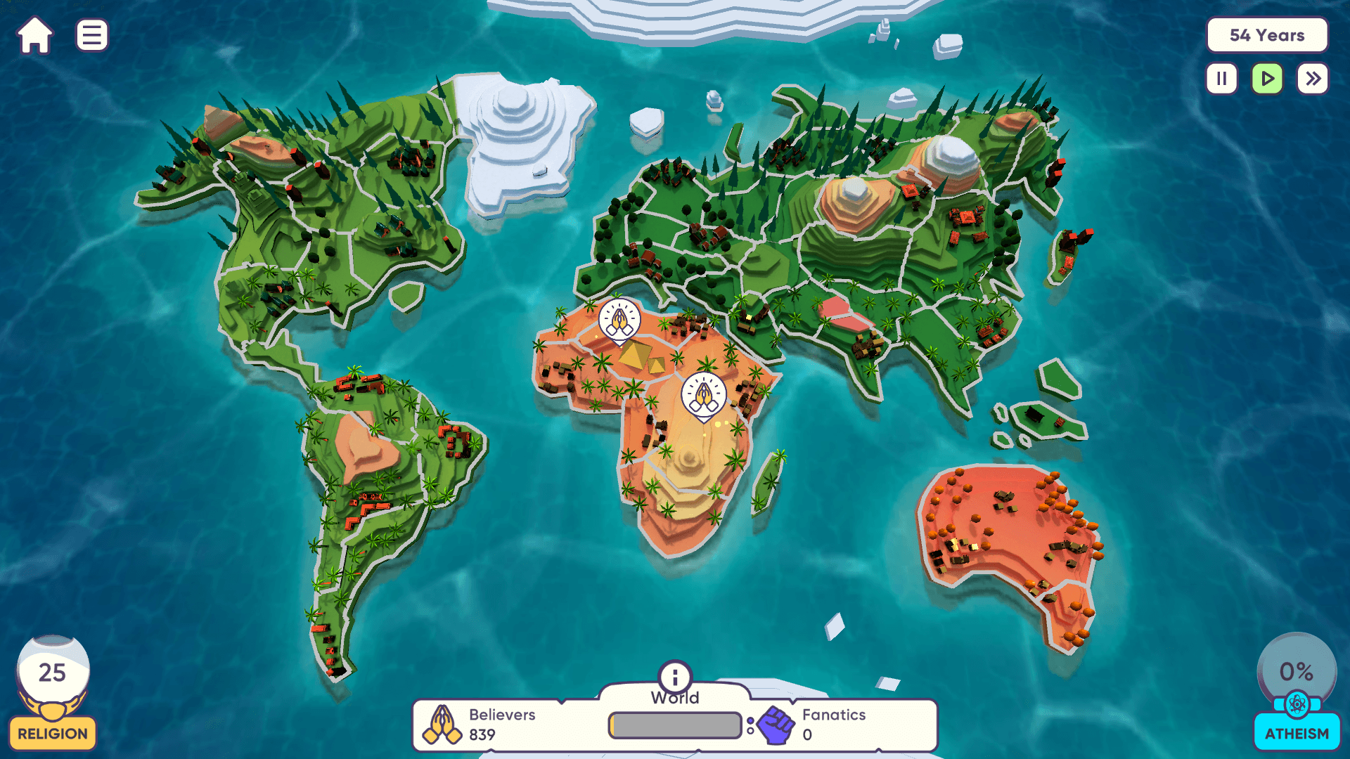 God Simulator character unleashing lightning storms and earthquakes over a city3