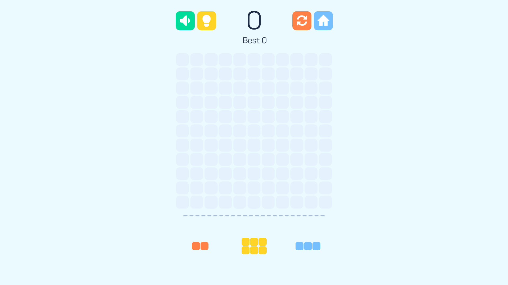 Main menu of 11-11 minimalist puzzle game with start and settings options1