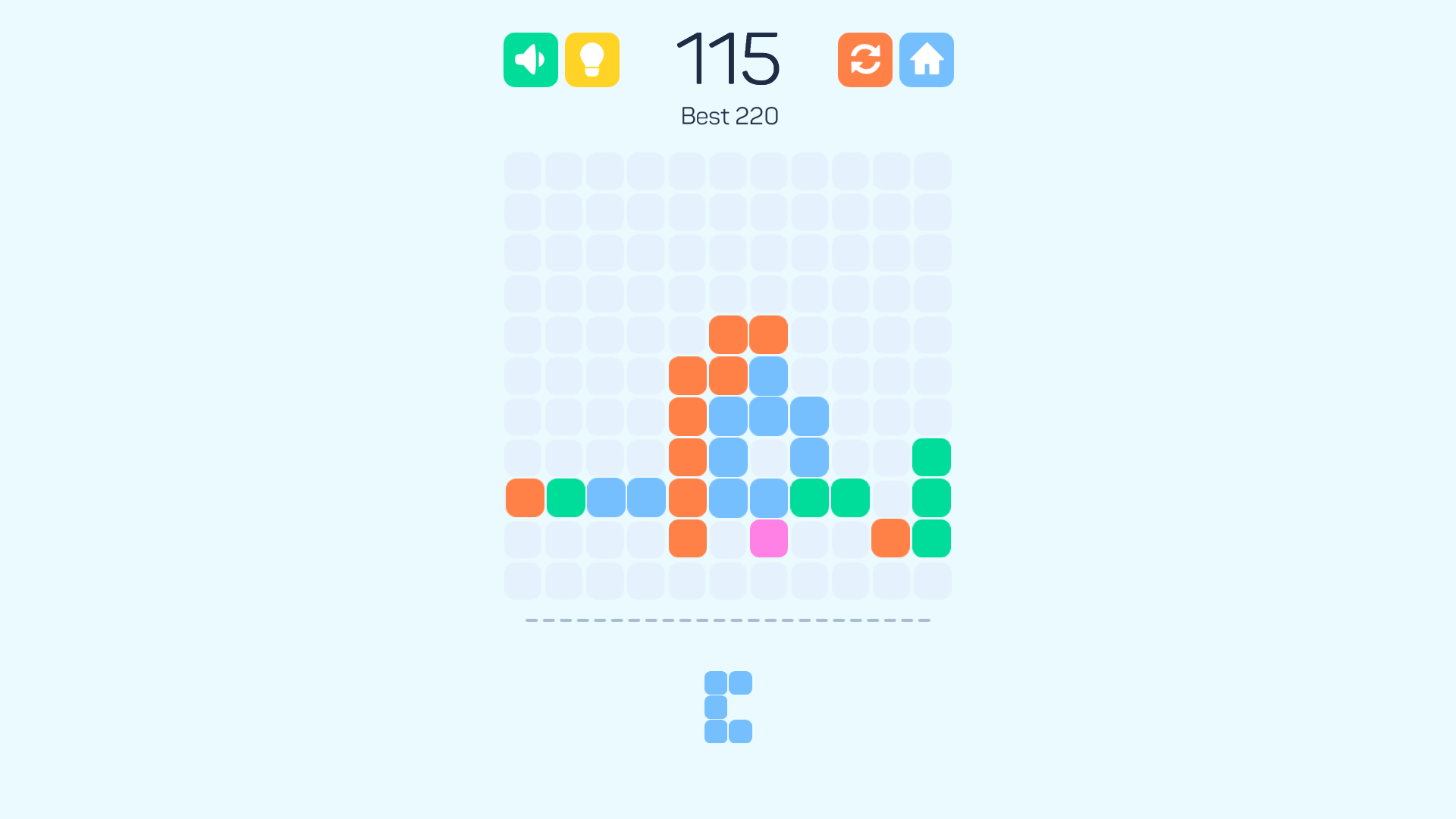Main menu of 11-11 minimalist puzzle game with start and settings options2