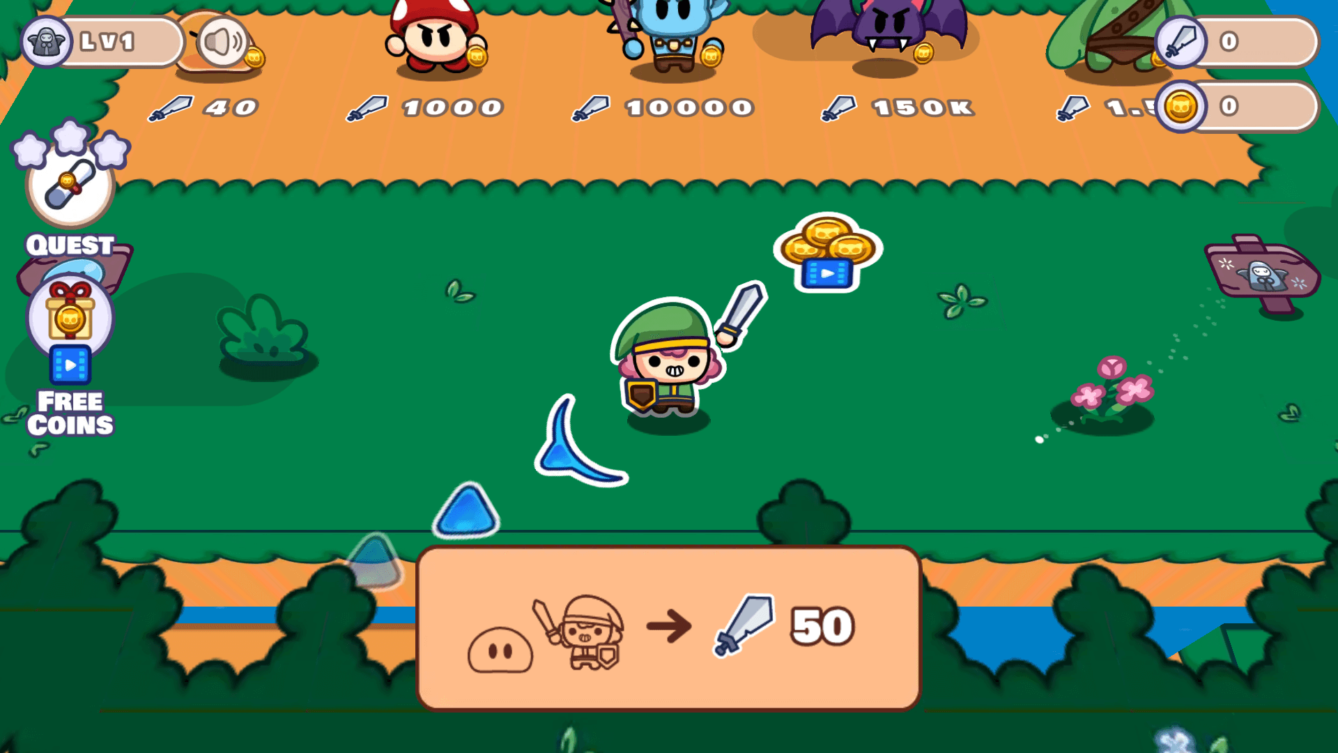 Team of fantasy heroes battling monsters in Lidle Legend idle RPG5