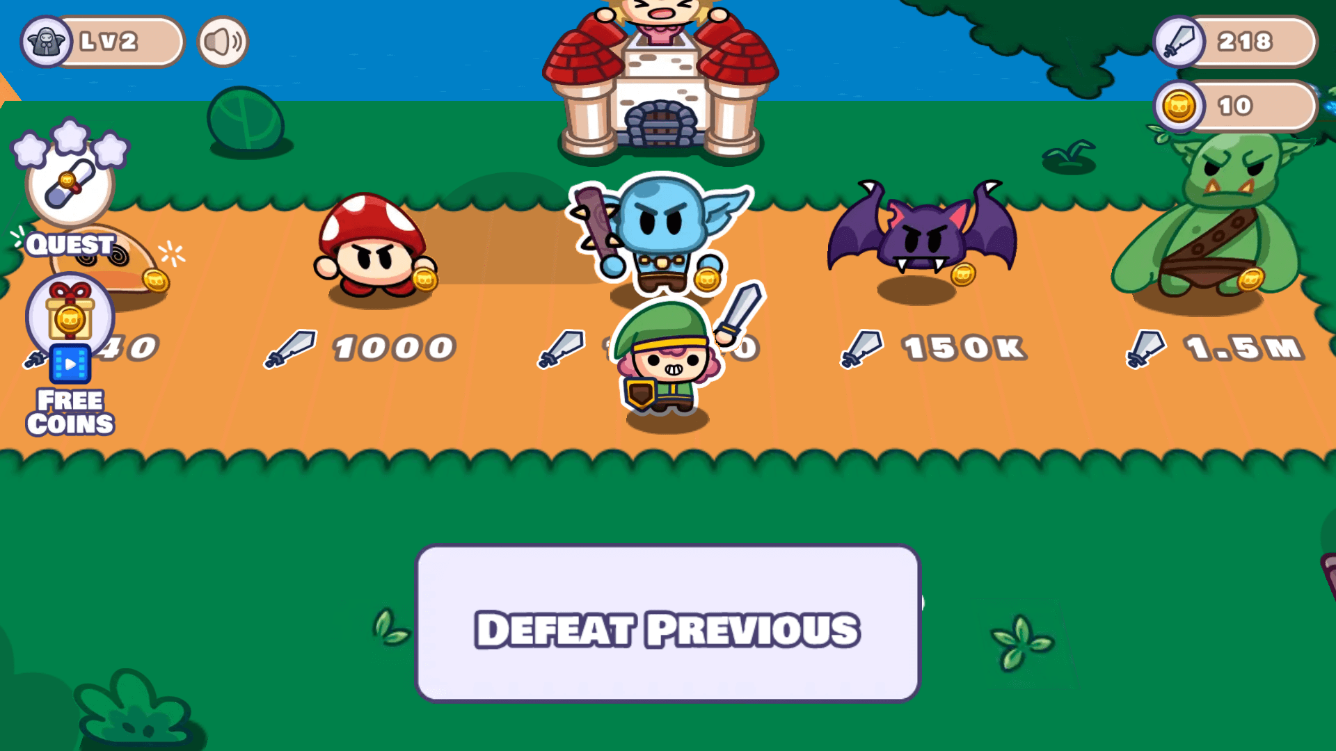 Team of fantasy heroes battling monsters in Lidle Legend idle RPG