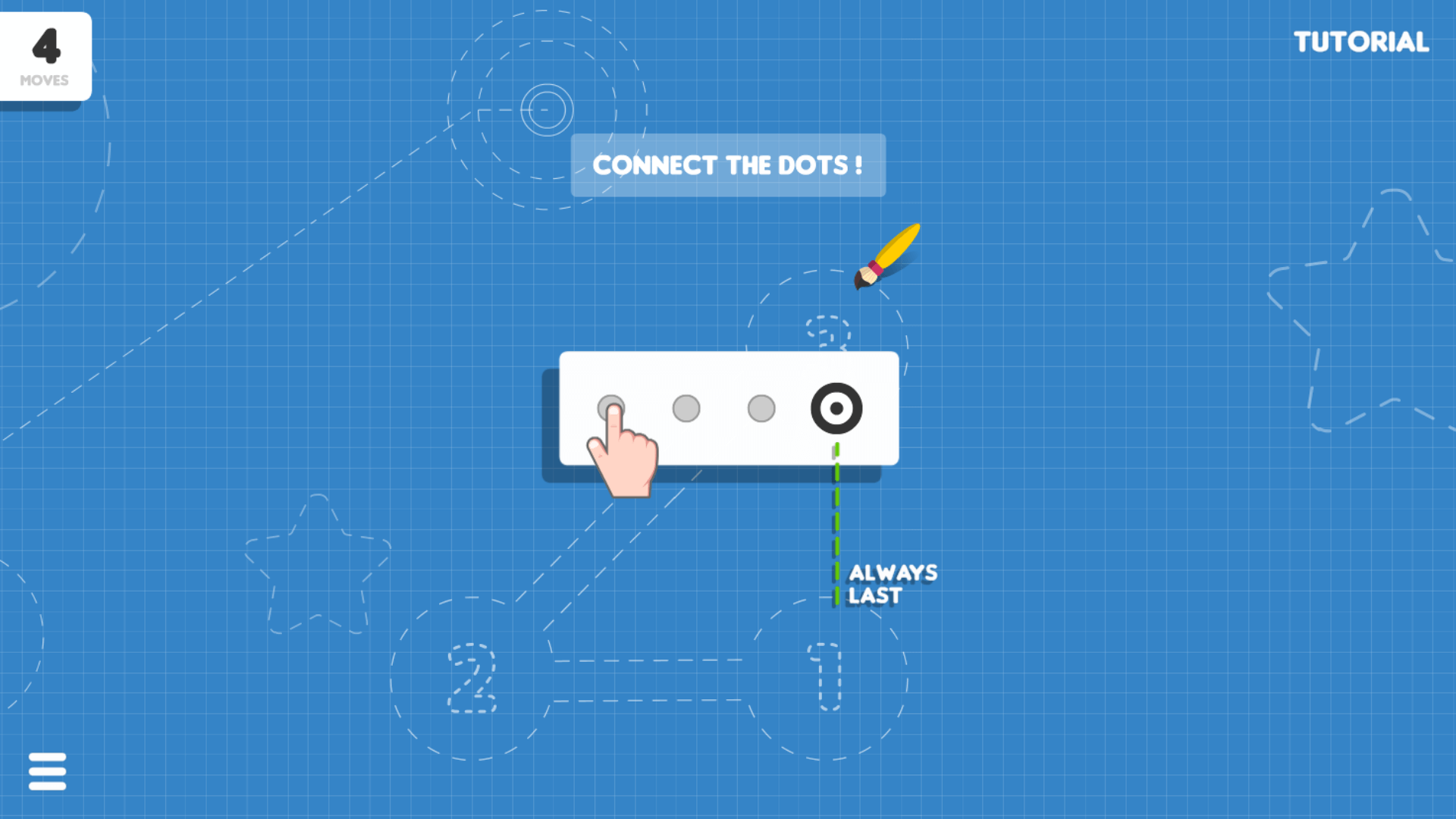 Line Up: Dots! warning message indicating a line crossing error during dot connection3