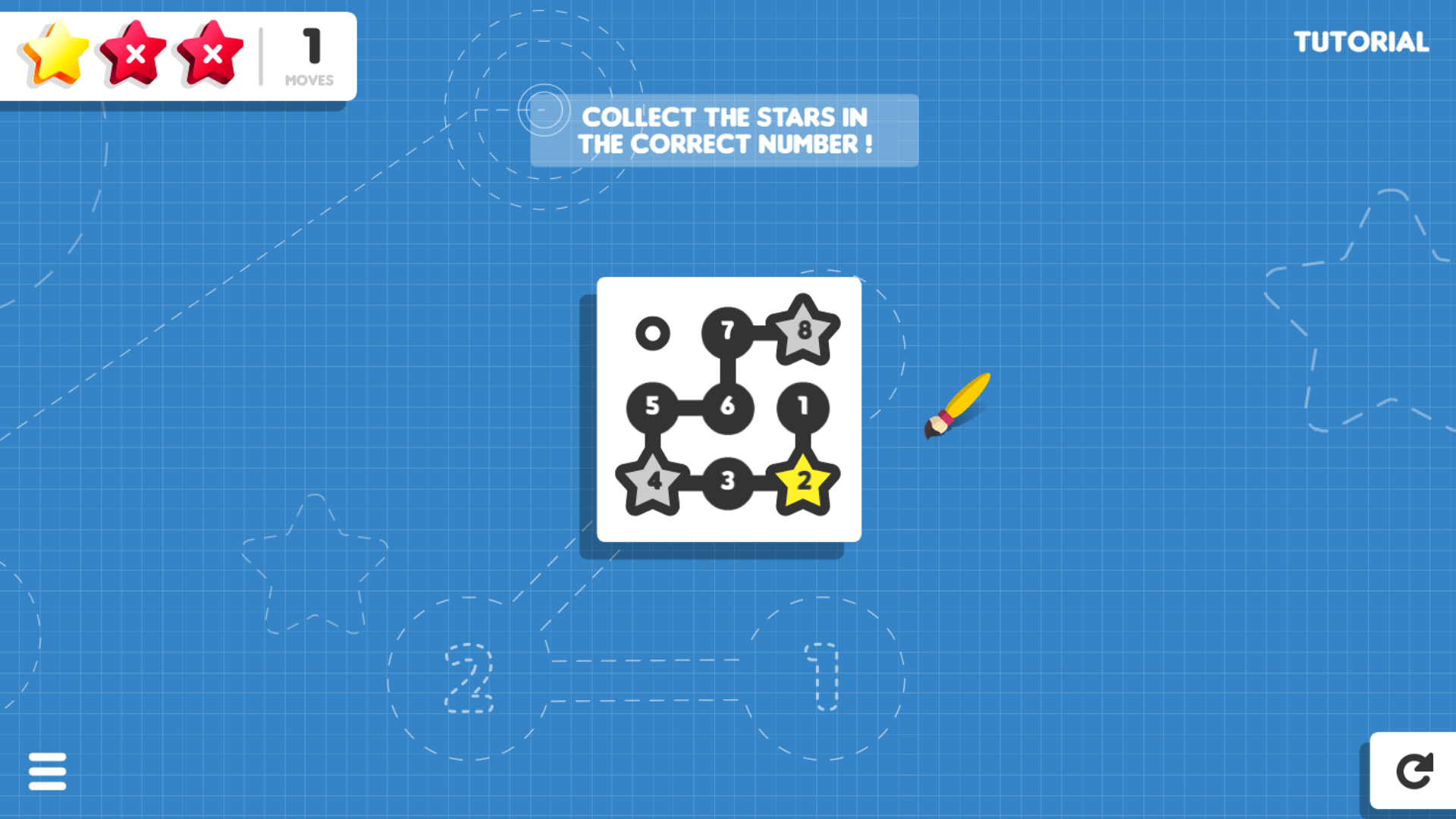 Line Up: Dots! warning message indicating a line crossing error during dot connection2