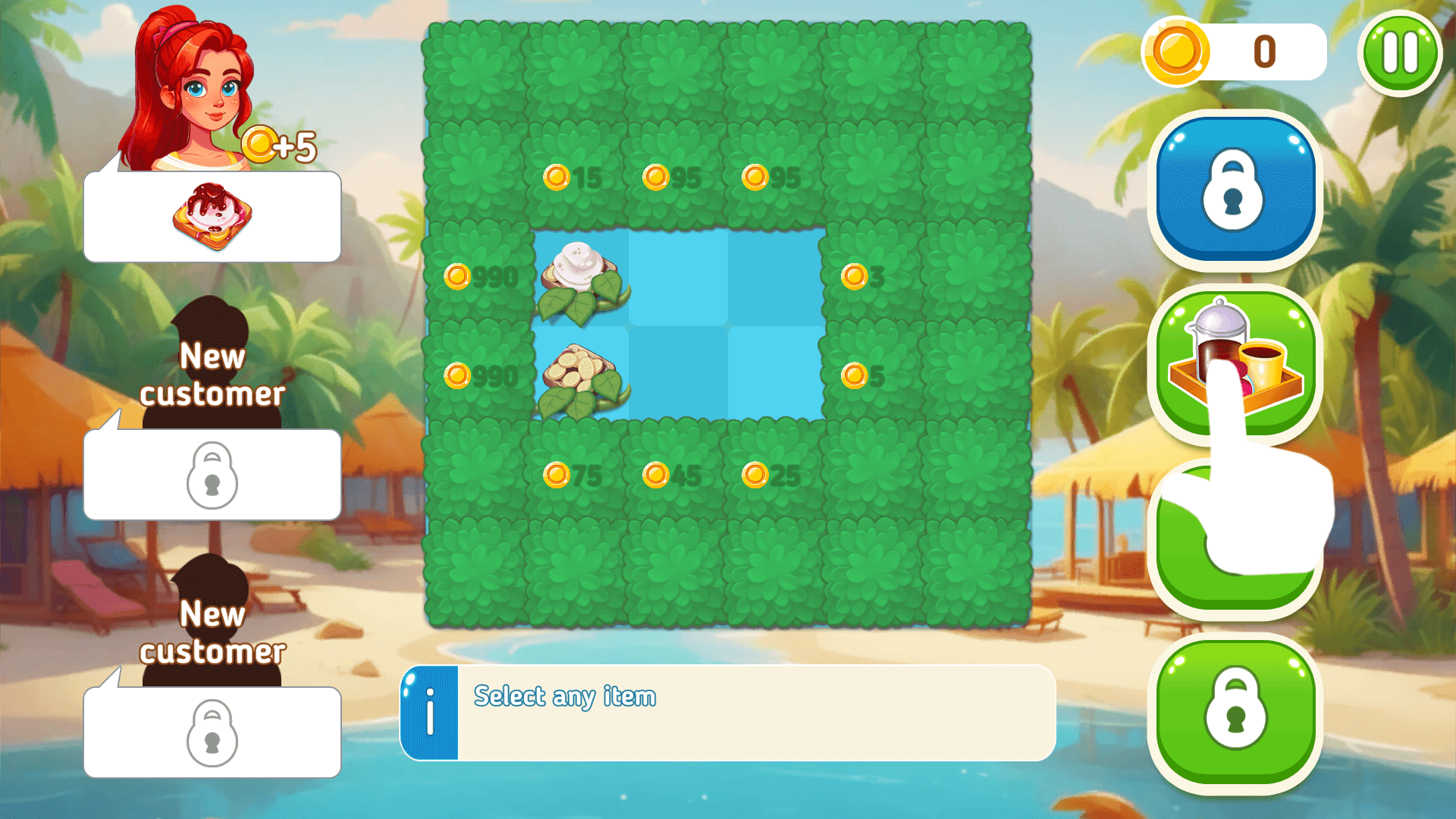 Merging tropical items like coconuts and beach chairs in Merge Summer2