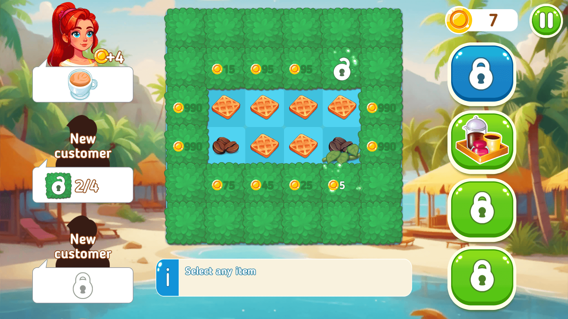 Merging tropical items like coconuts and beach chairs in Merge Summer1