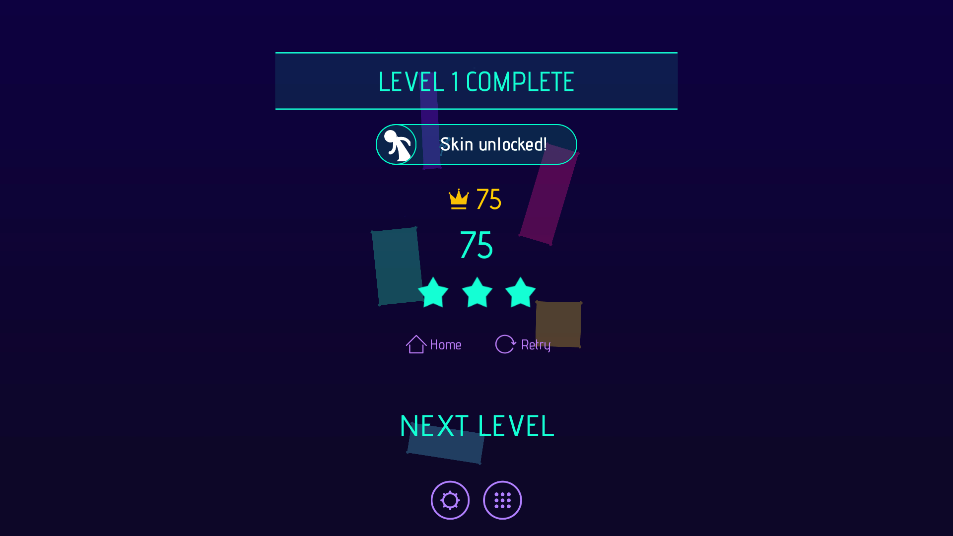 Neon Leap gameplay screenshot with glowing stickman jumping on neon platforms3
