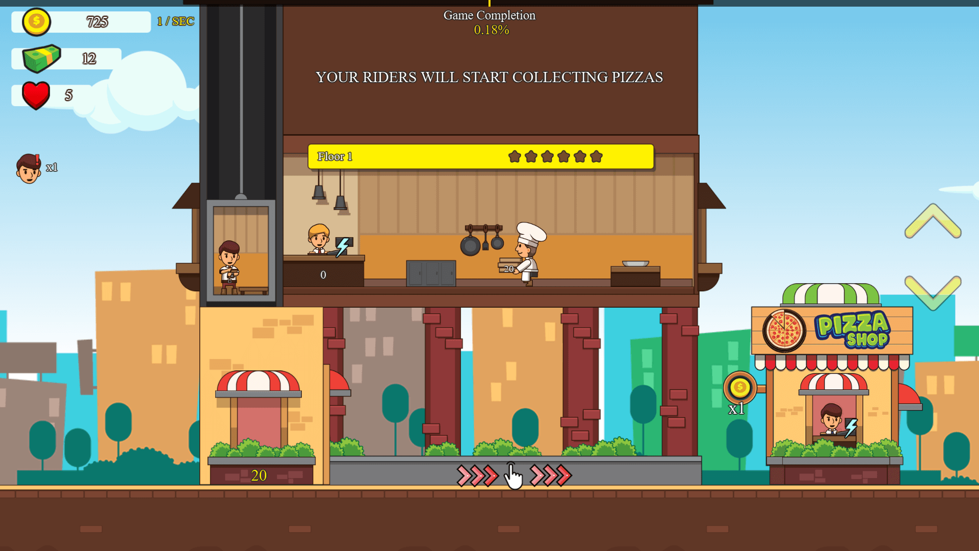 Pizza Tower gameplay showing multiple floors and upgrades2