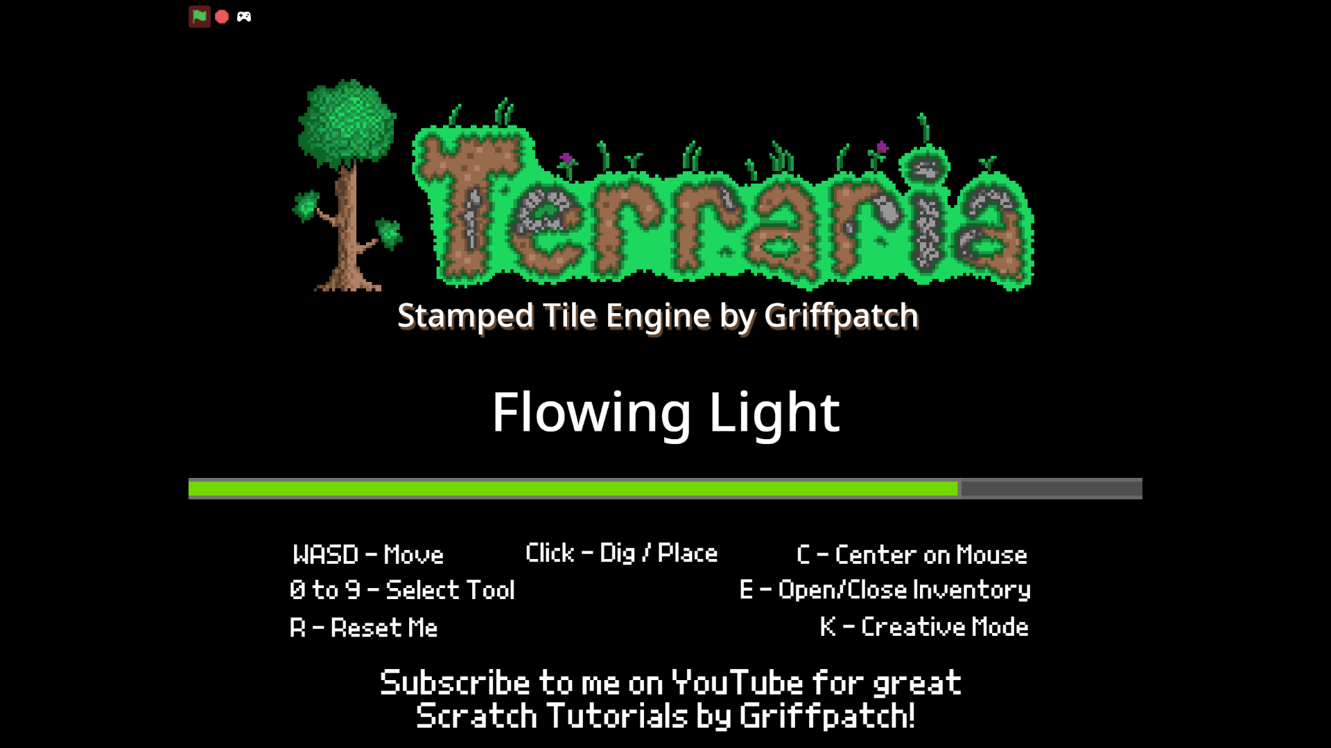 Terraria Scratch Version gameplay screenshot showing player digging blocks