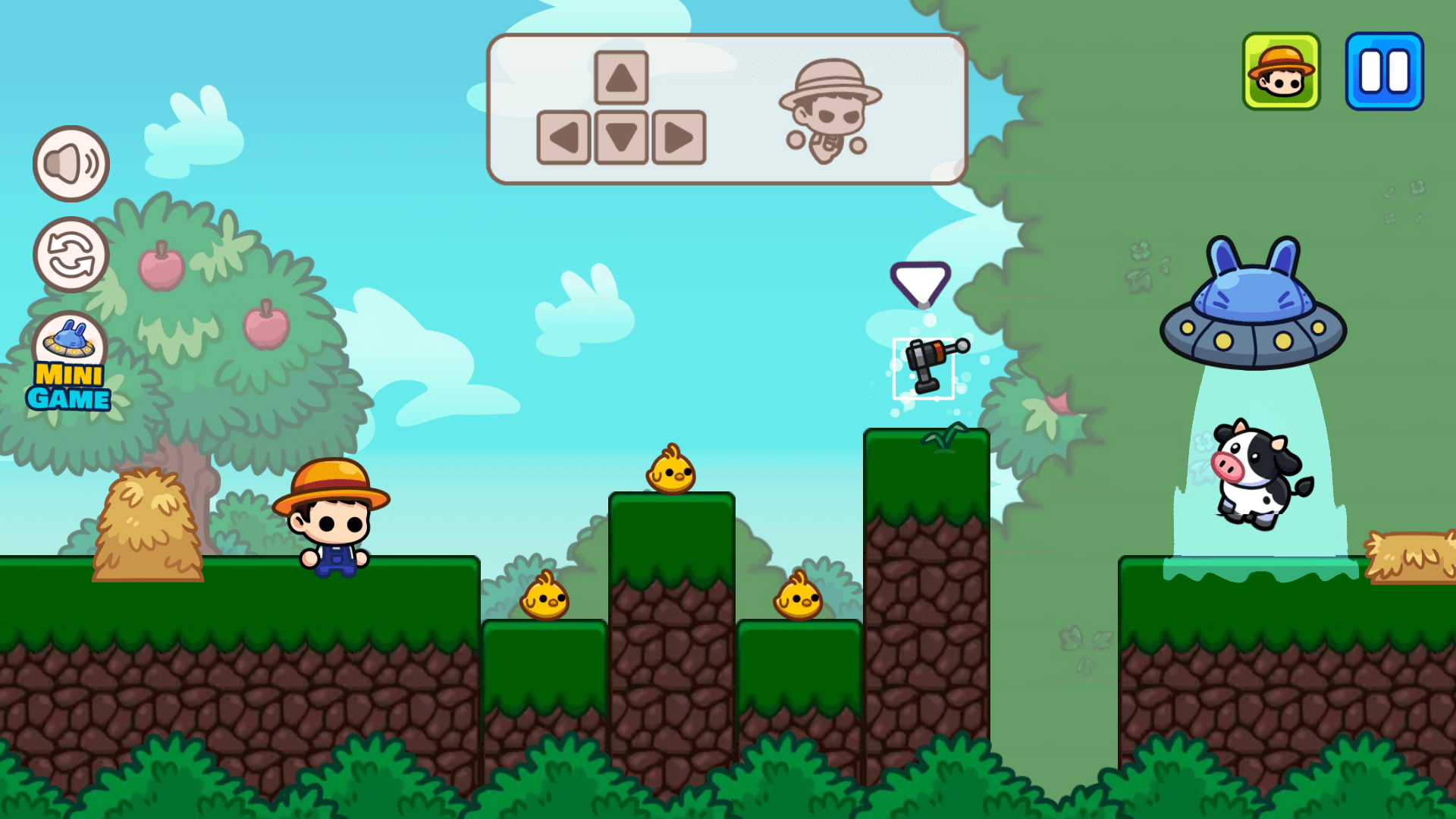 Rancher running through colorful level in Ranch UFO platform game3
