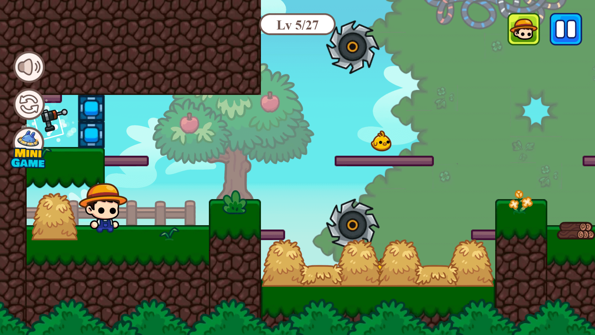 Rancher running through colorful level in Ranch UFO platform game