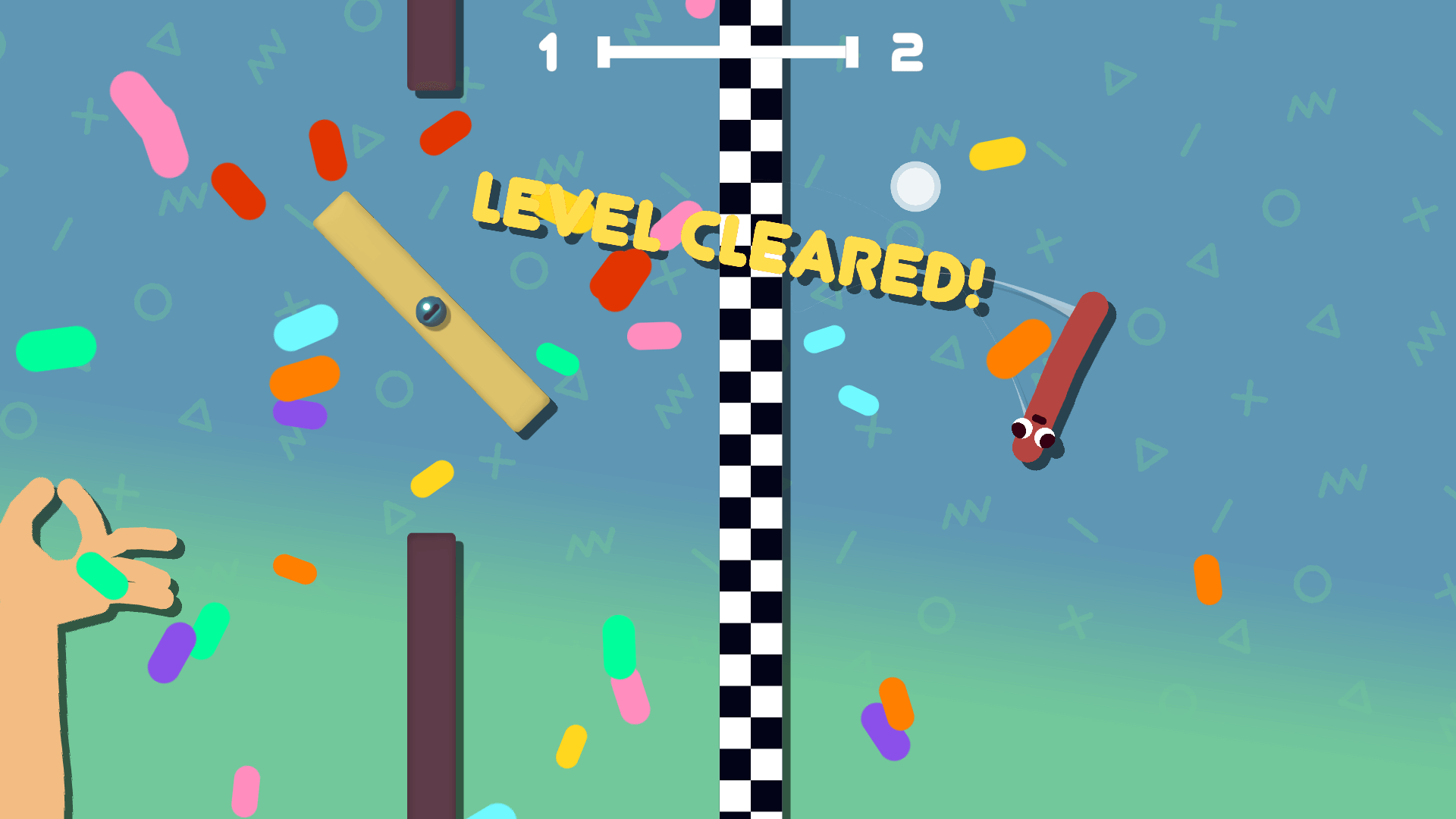 A challenging Sausage Flip level featuring rocket cars, soft blocks, and rotating traps3