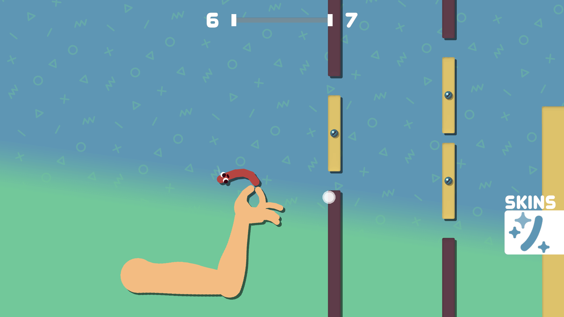 A challenging Sausage Flip level featuring rocket cars, soft blocks, and rotating traps