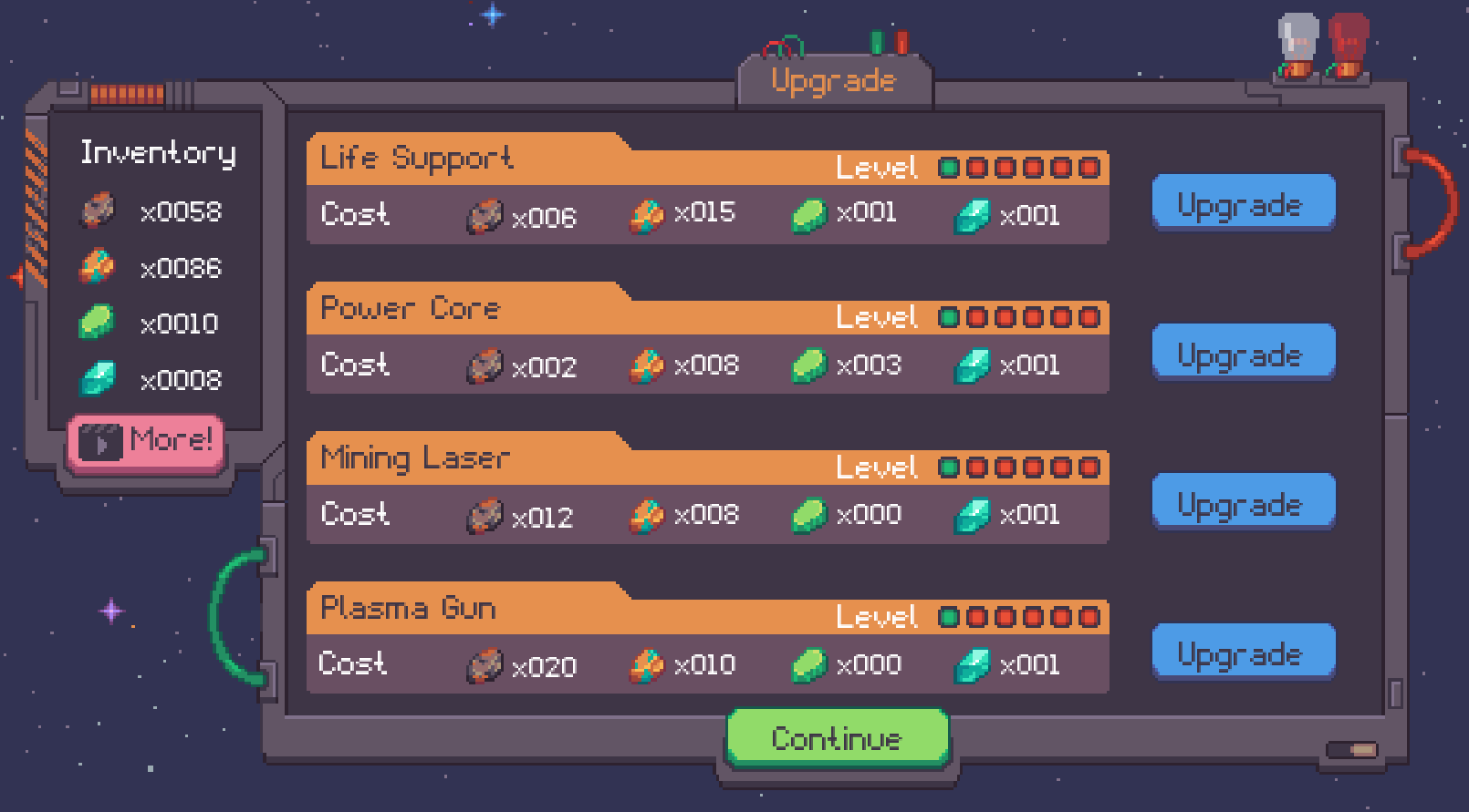 Space Major Miner gear upgrade