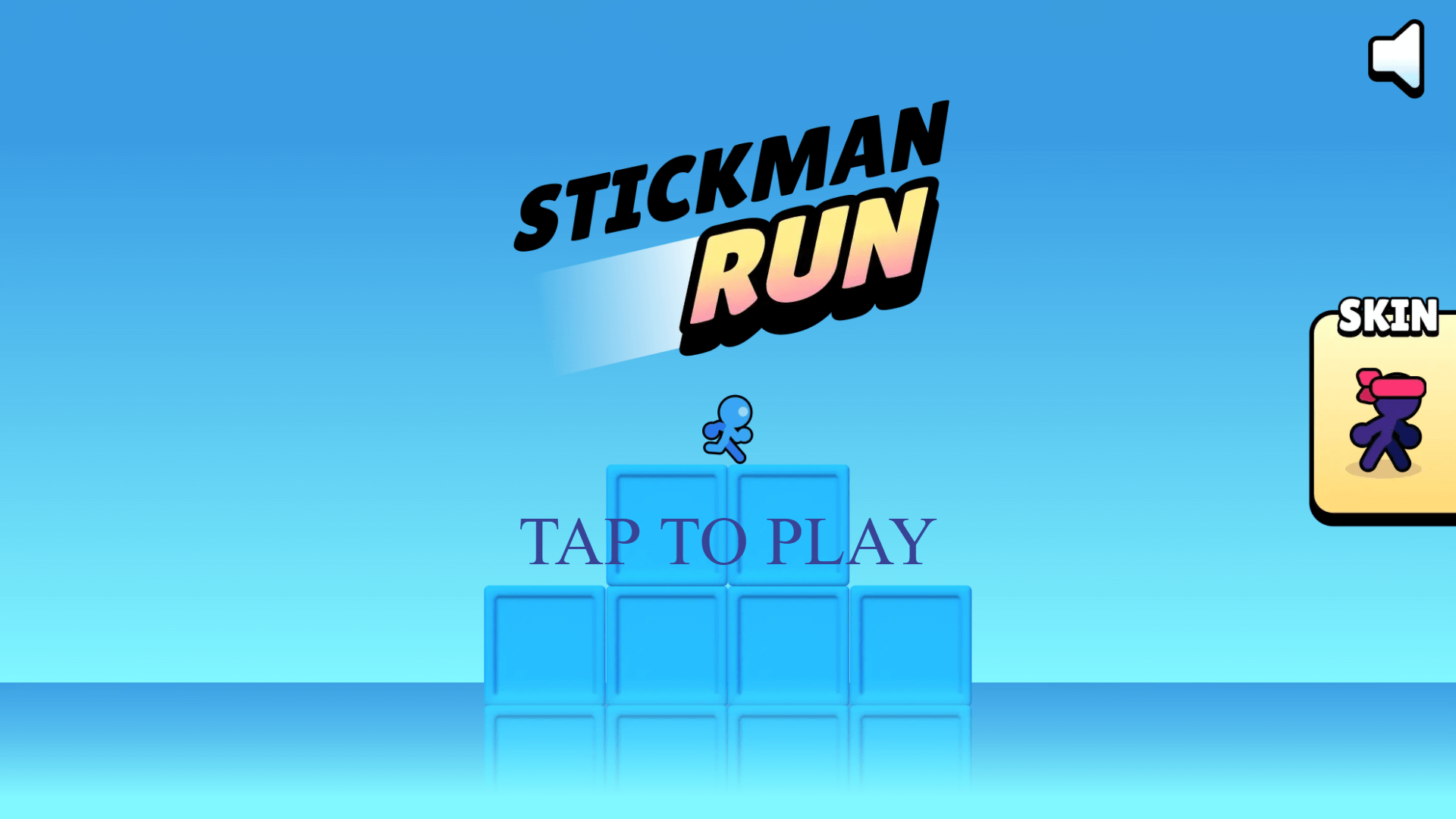 Stickman jumping over a gap in Stickman Run platform game