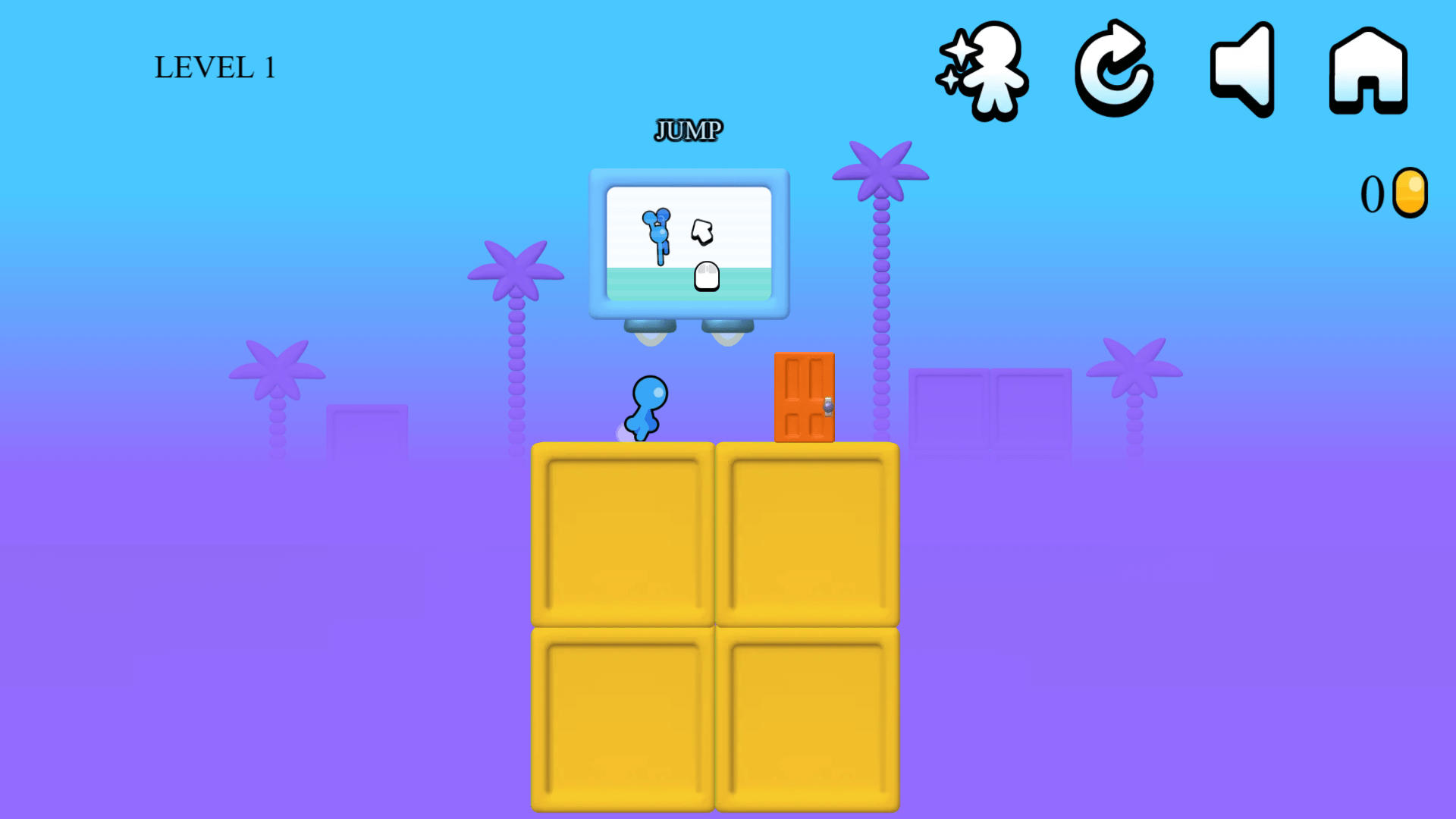 Stickman jumping over a gap in Stickman Run platform game1