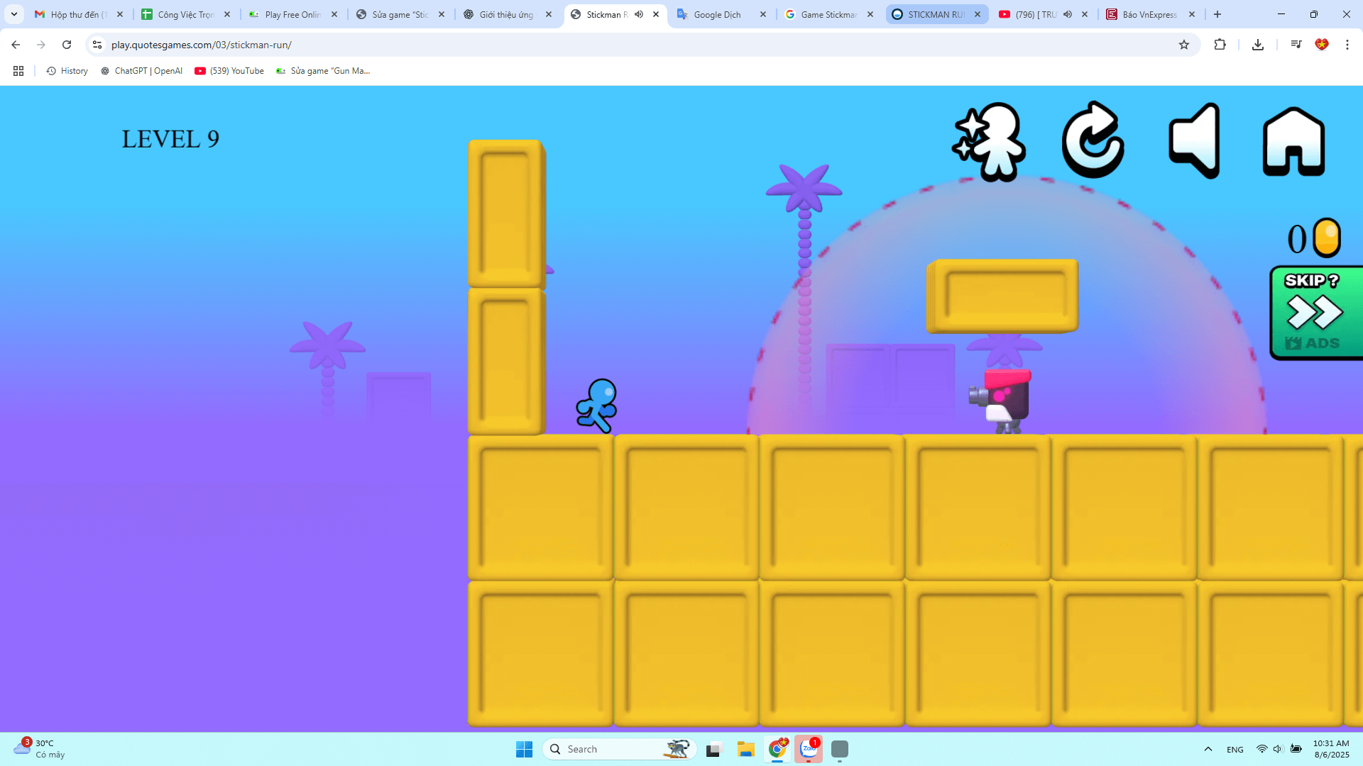 Stickman jumping over a gap in Stickman Run platform game4