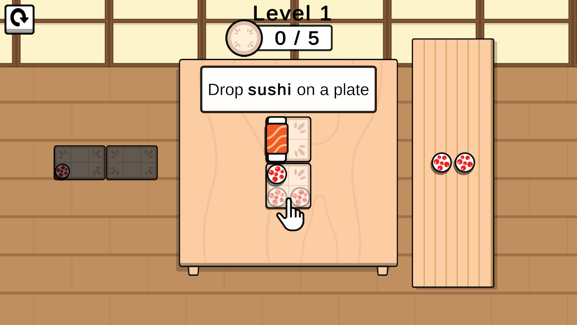 Sushi Situation gameplay screenshot showing sushi orders and ingredients2