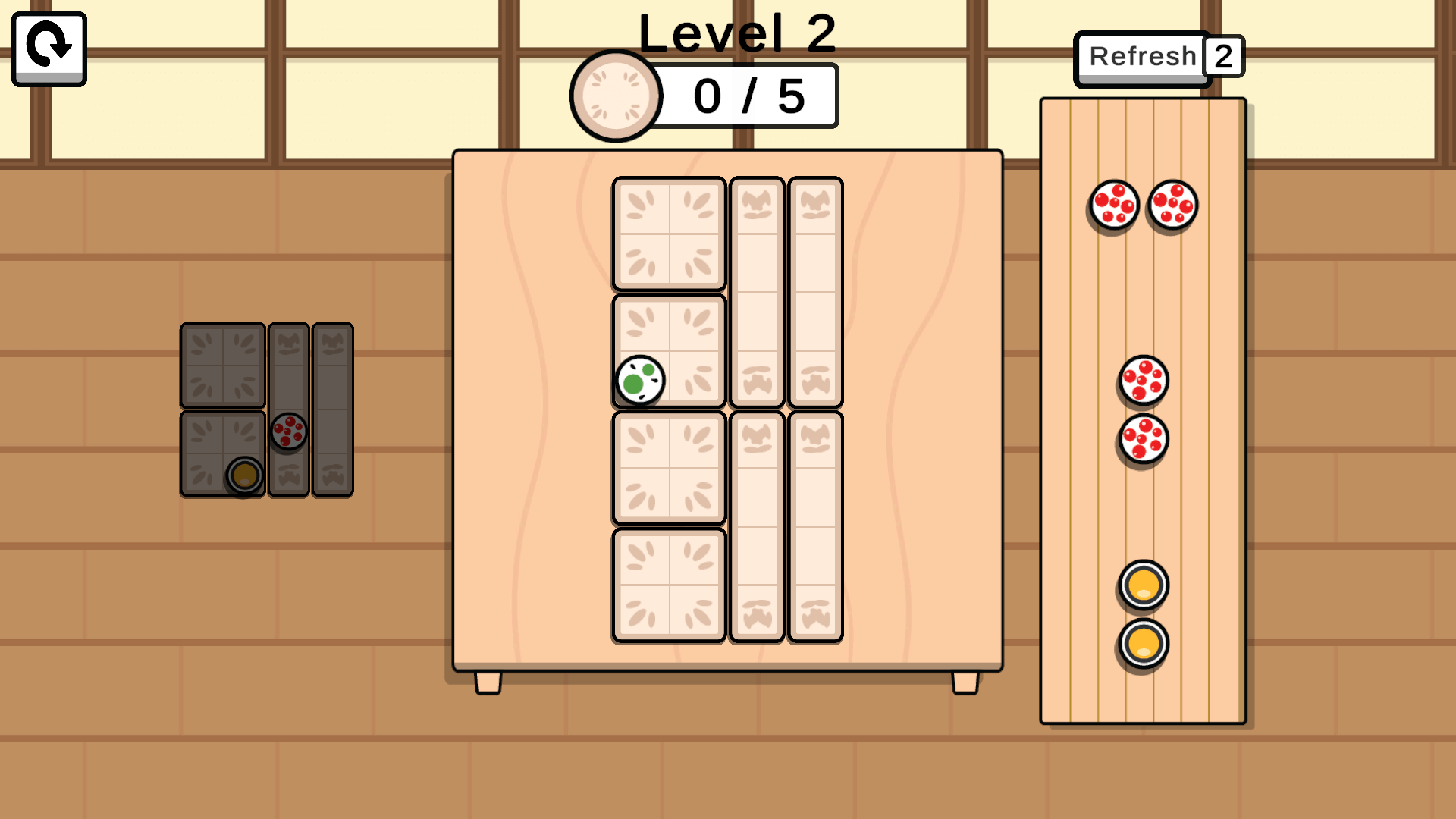 Sushi Situation gameplay screenshot showing sushi orders and ingredients1