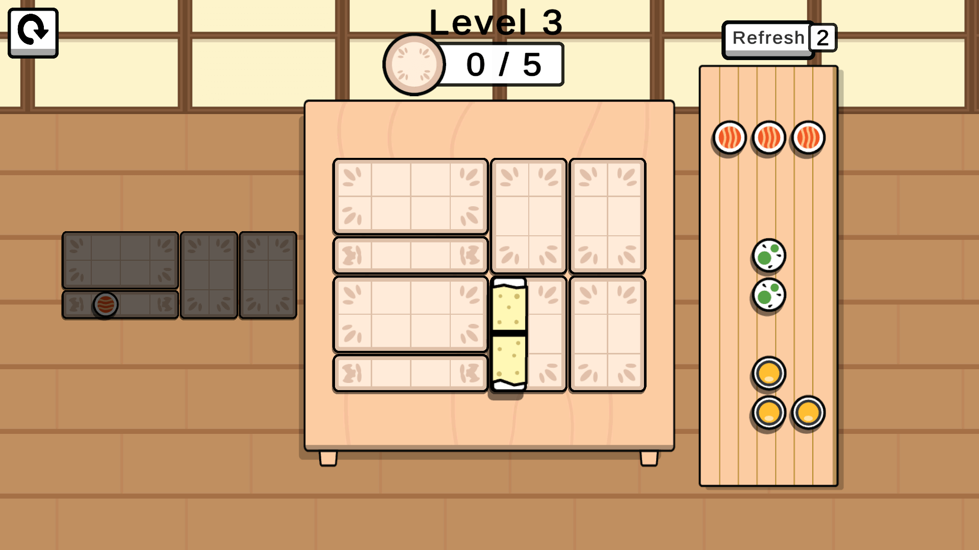 Sushi Situation gameplay screenshot showing sushi orders and ingredients3