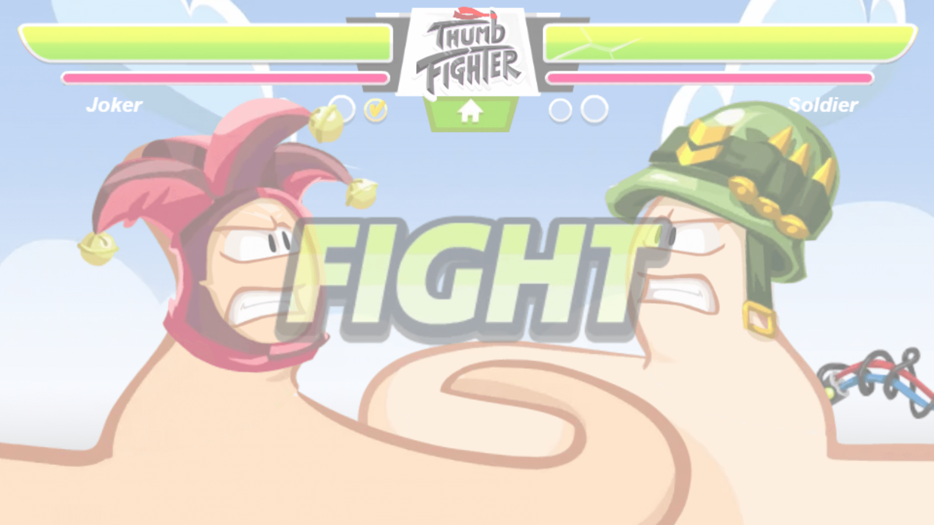 Thumb Fighter gameplay screenshot with two thumbs battling1