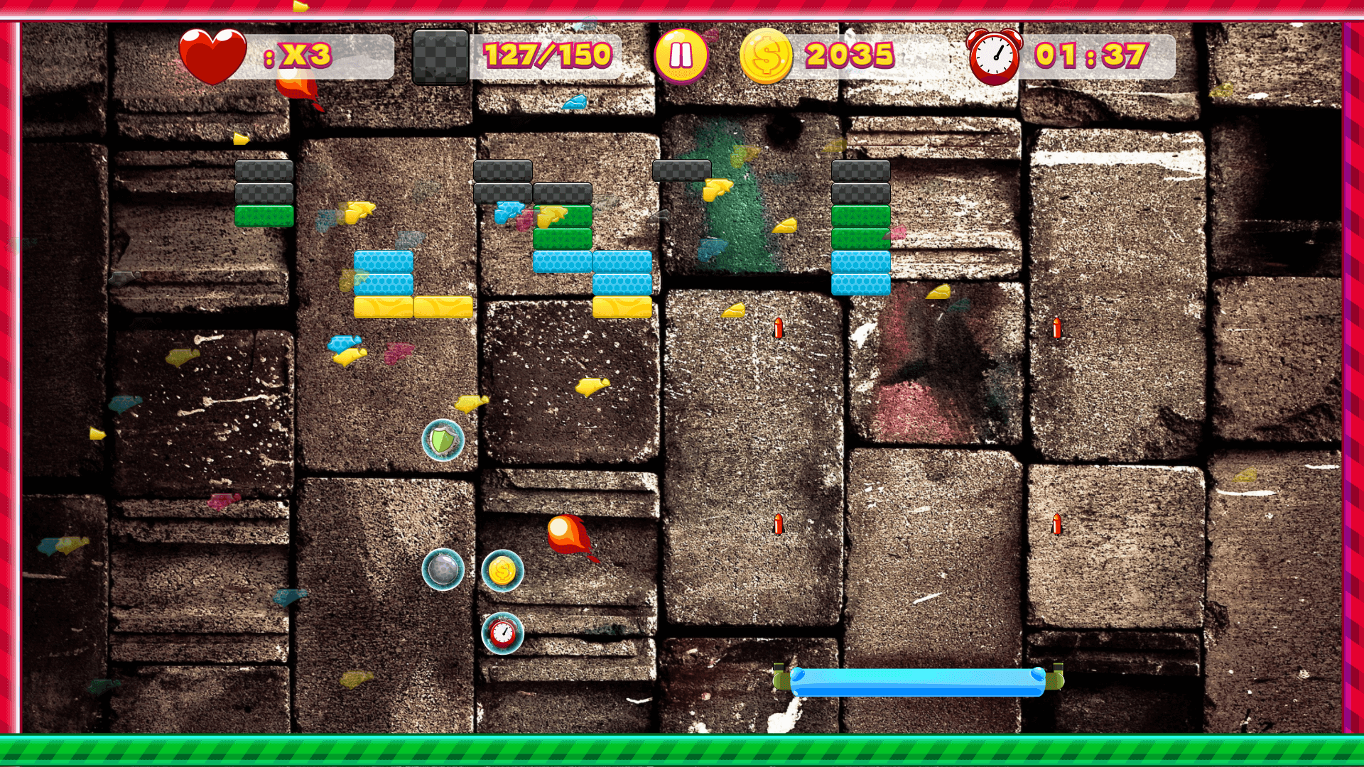Brick Hit gameplay with colorful balls breaking numbered bricks in arcade style1