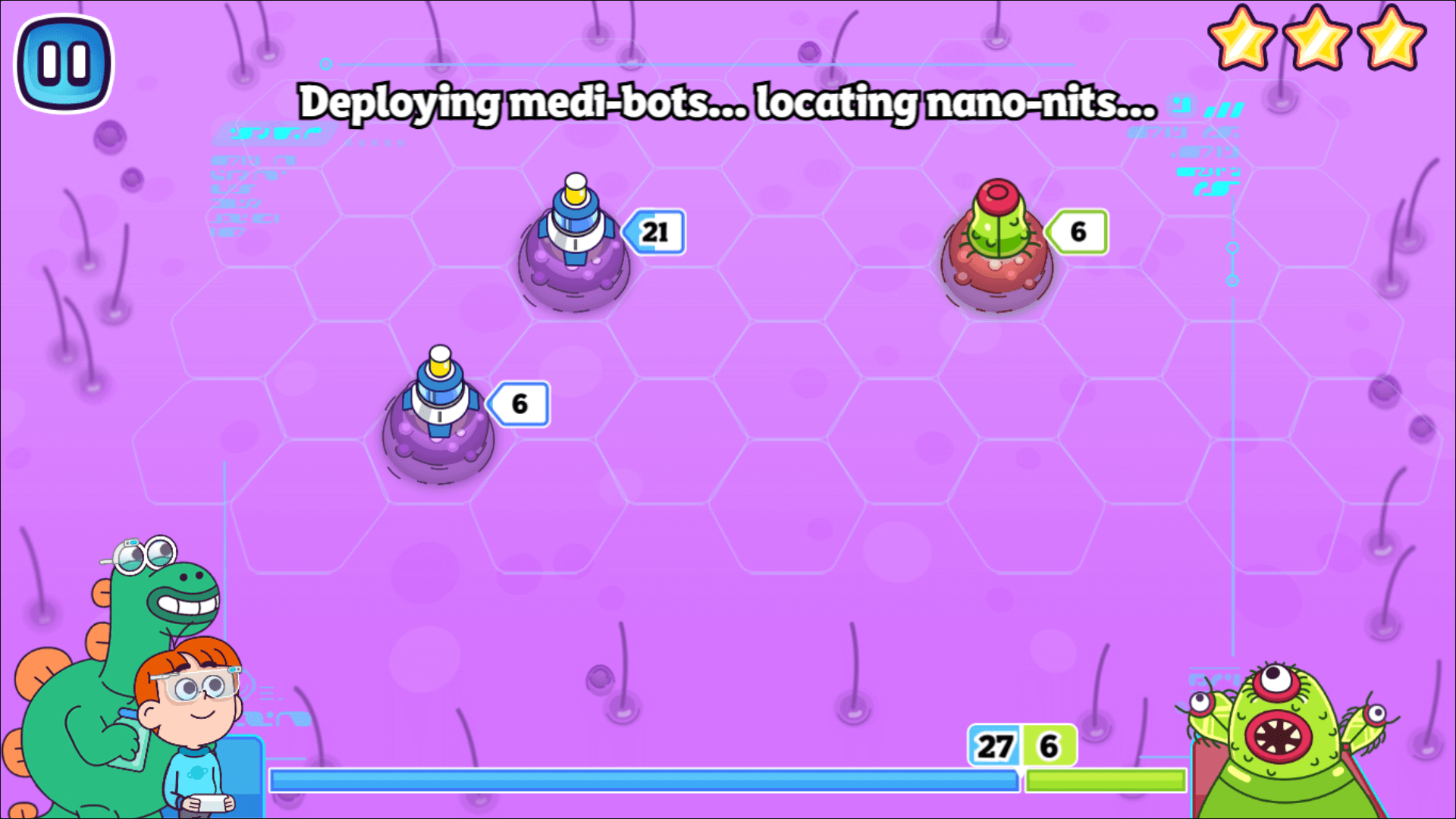 Bug Off gameplay showing player tapping to squash crawling bugs on screen2