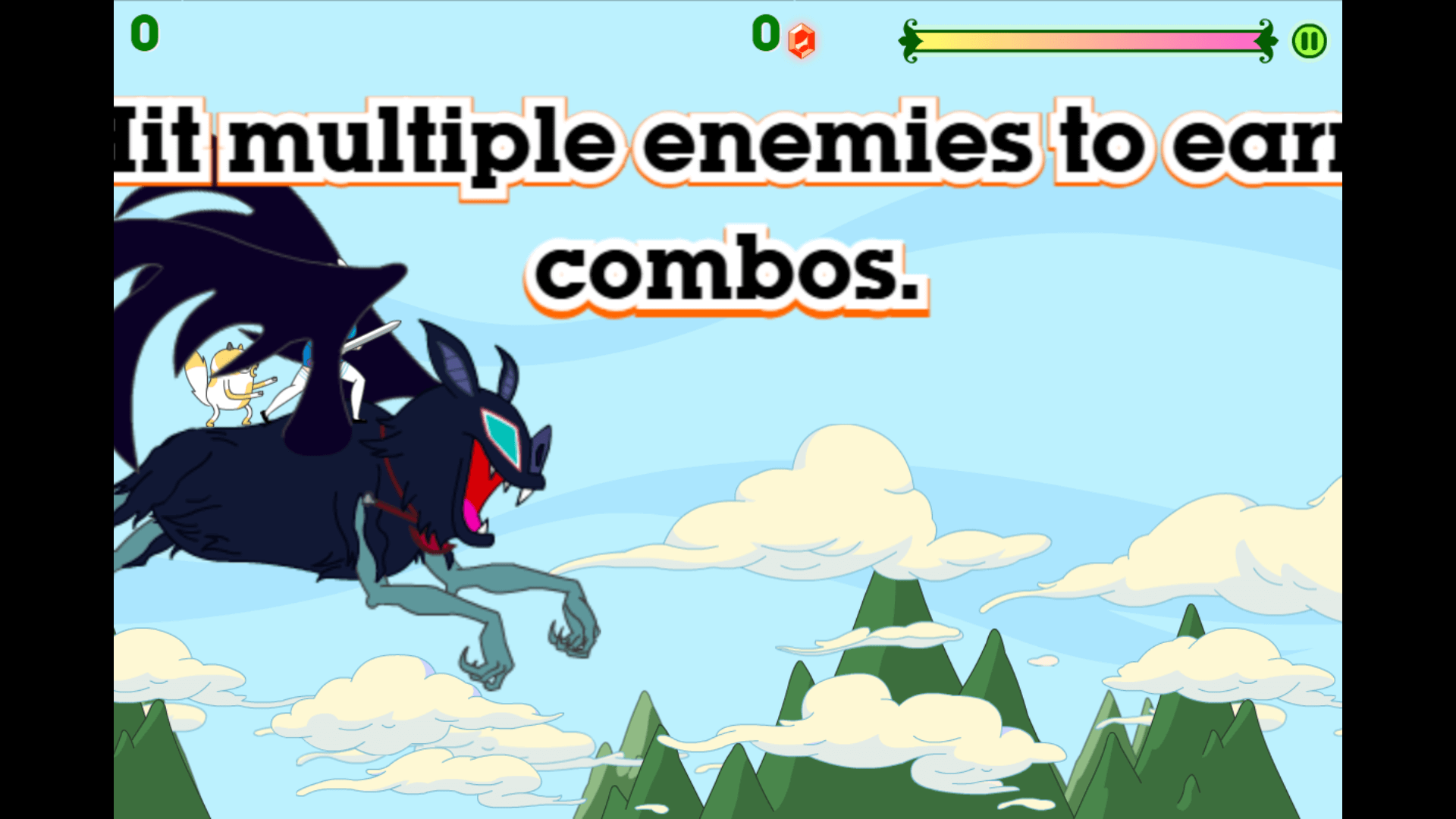 Fionna Fights game – Fionna attacking flying monsters with her sword